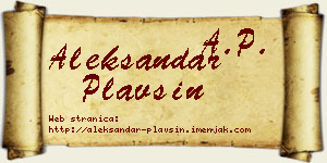 Aleksandar Plavšin vizit kartica